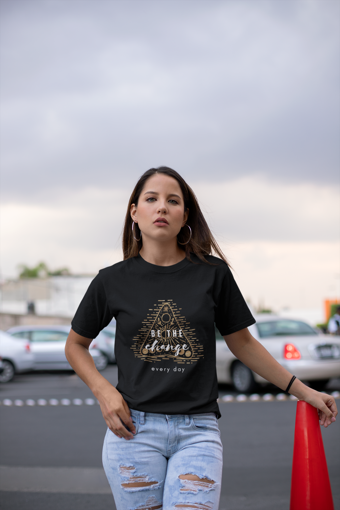 Be The Change Every Day T-Shirt, Inspirational Quote Tee, Gold Glitter Design, Positive Message Top, Unisex Shirt