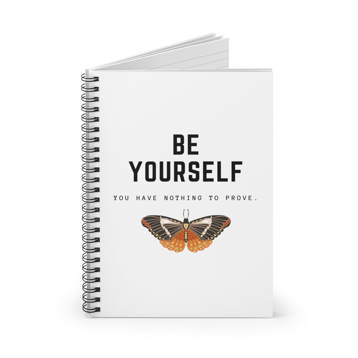 Inspirational Quote Spiral Notebook, Butterfly Motif, Be Yourself Message, Journal for Daily Reflection, Gift Idea