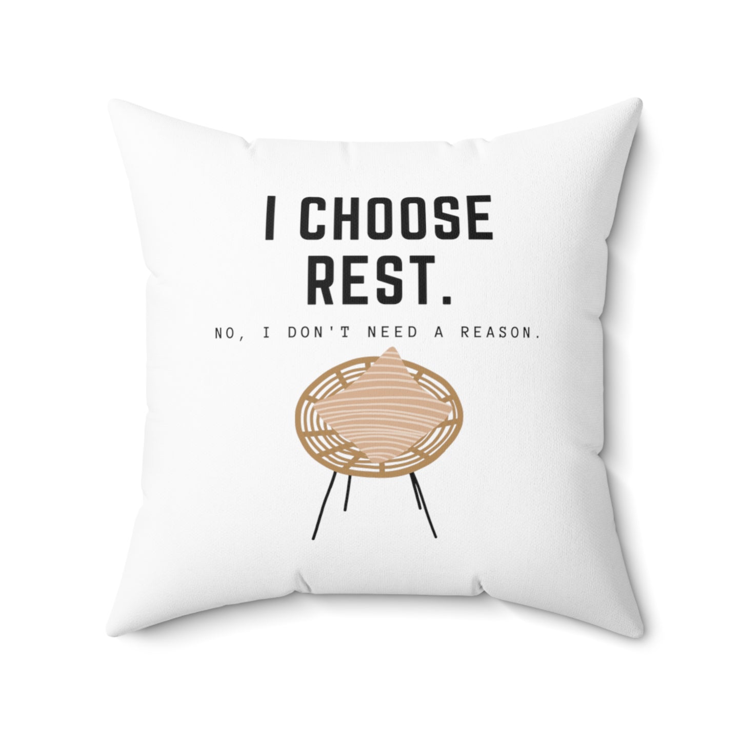 Inspirational Quote Throw Pillow, "I Choose Rest" Motivational Cushion, Home Decor, Neutral Color Pillow, Cozy Relaxation Gift Idea