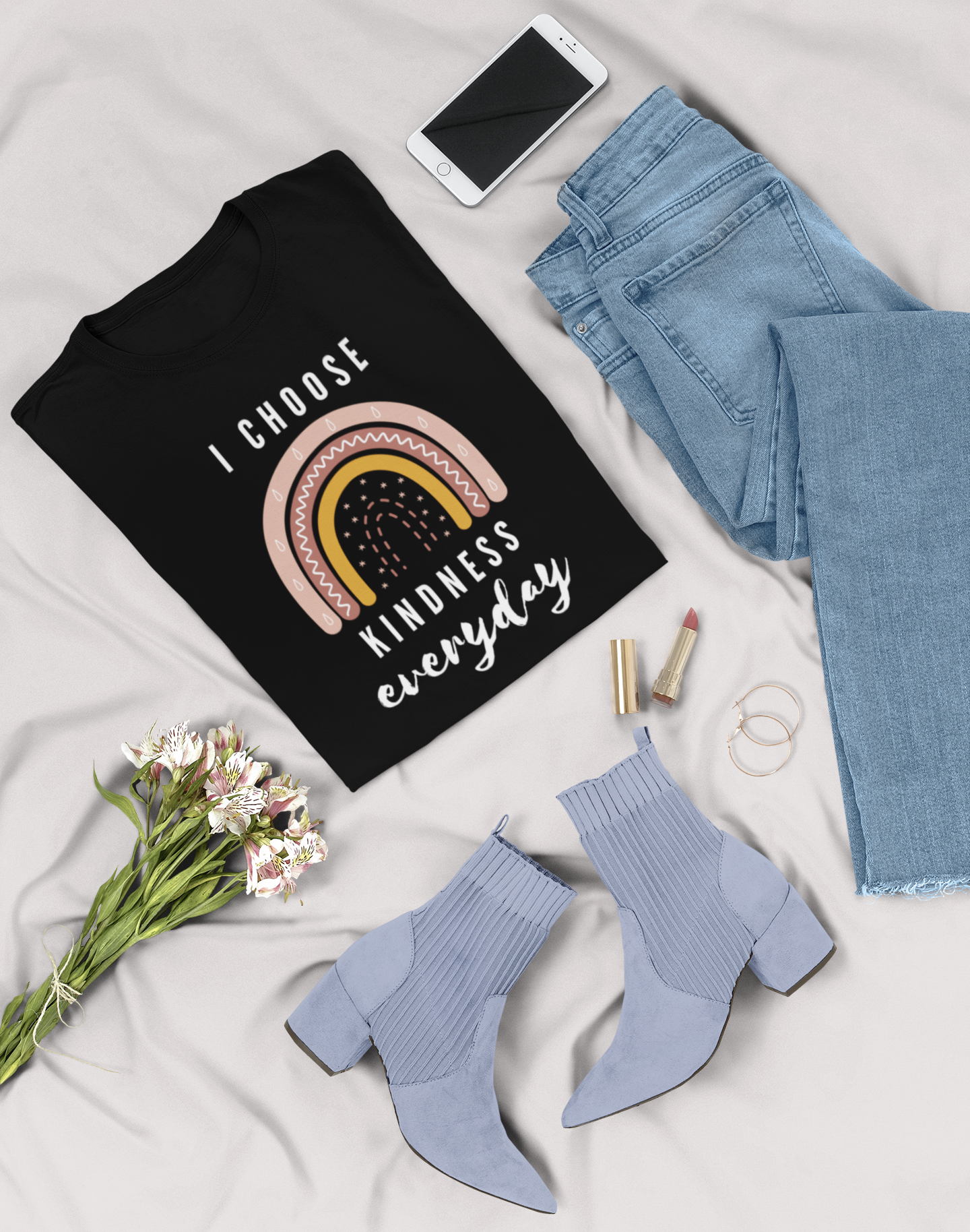 Inspirational Rainbow T-Shirt, I Choose Kindness Everyday, Positivity Graphic Tee, Unisex Comfortable Cotton Shirt, Gift Idea