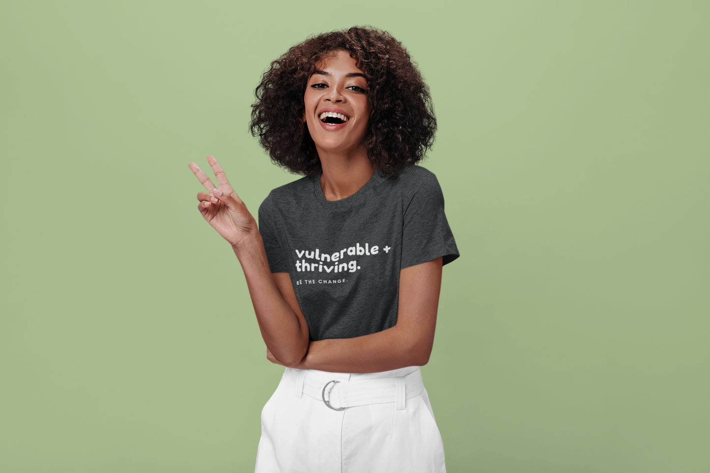 Inspirational Quote T-Shirt, "Vulnerable + Thriving, Be the Change" Tee, Motivational Shirt, Positive Message Top, Unisex Clothing