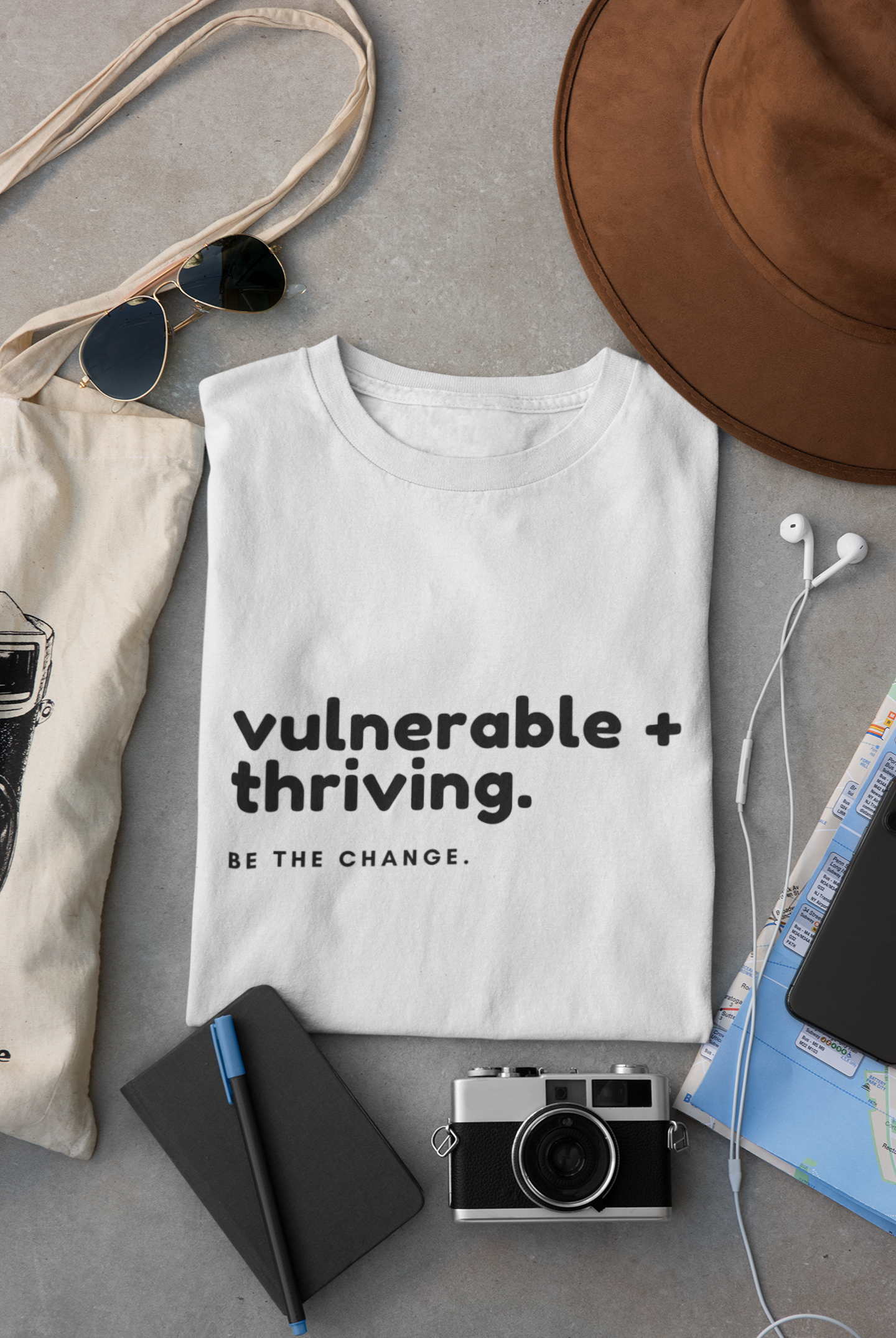 Inspirational Quote T-Shirt, "Vulnerable + Thriving, Be the Change" Tee, Motivational Shirt, Positive Message Top, Unisex Clothing