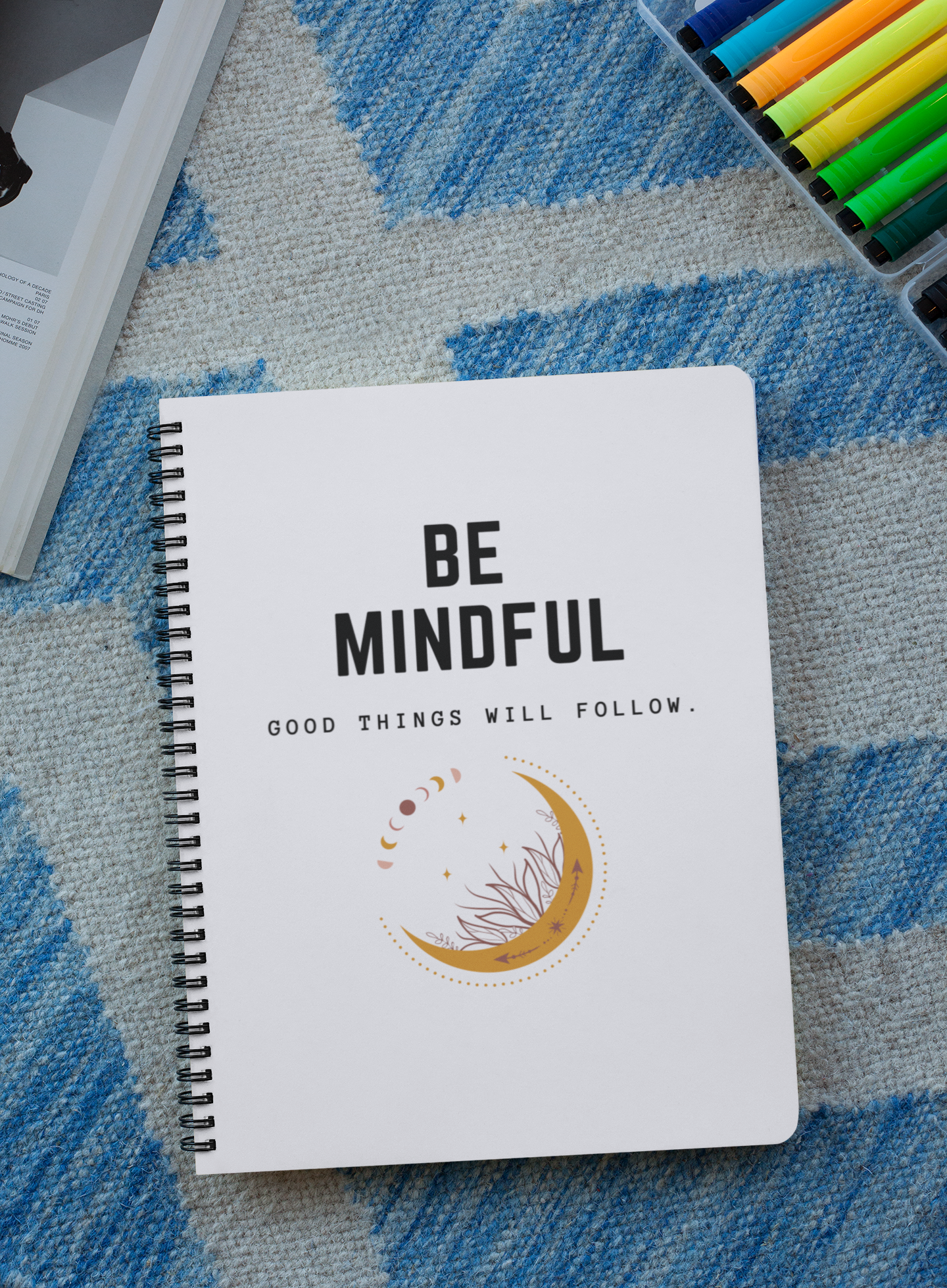 Inspirational Spiral Notebook "Be Mindful" - Motivational Quote Journal, Daily Reflection Diary, Mindfulness Gift, Wellness Planner