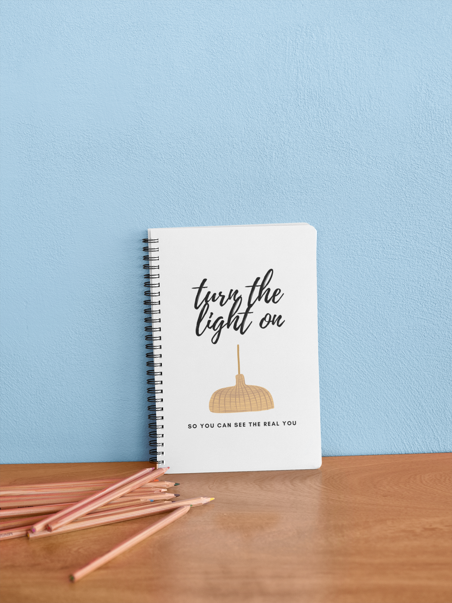 Inspirational Spiral Notebook - "Turn the Light On" Quote, Journal for Personal Growth, Gift Idea