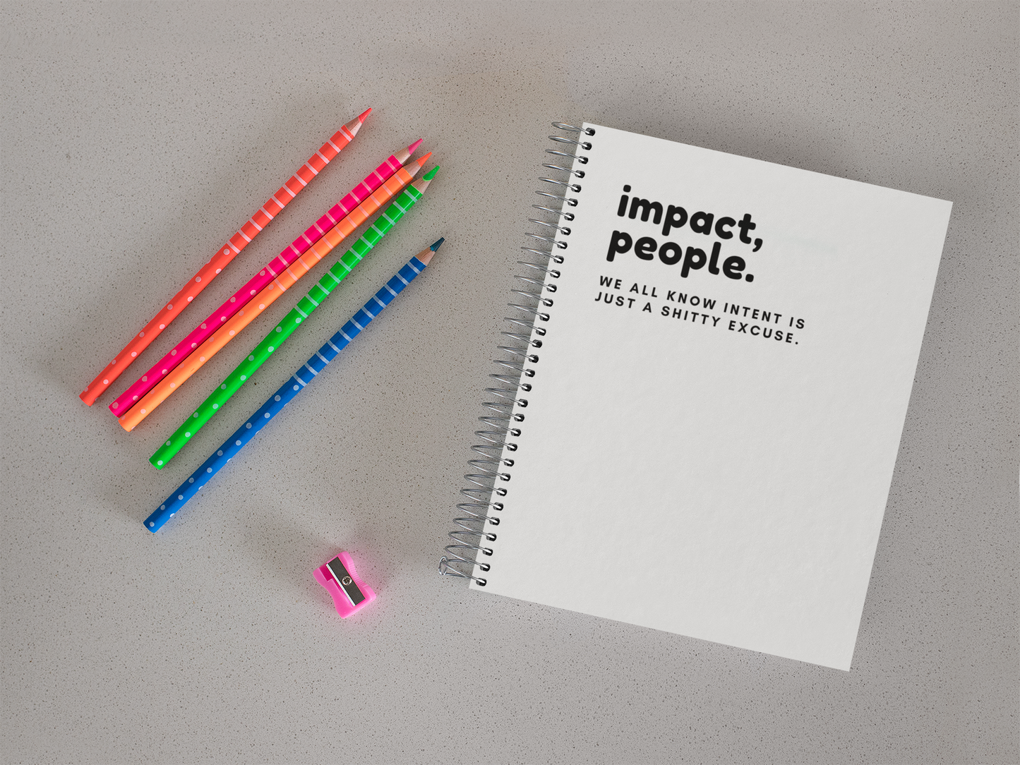 Inspirational Quote Spiral Notebook, Impact People Motivational Journal, Office Stationery, Unique Gift Idea for Coworkers and Friends