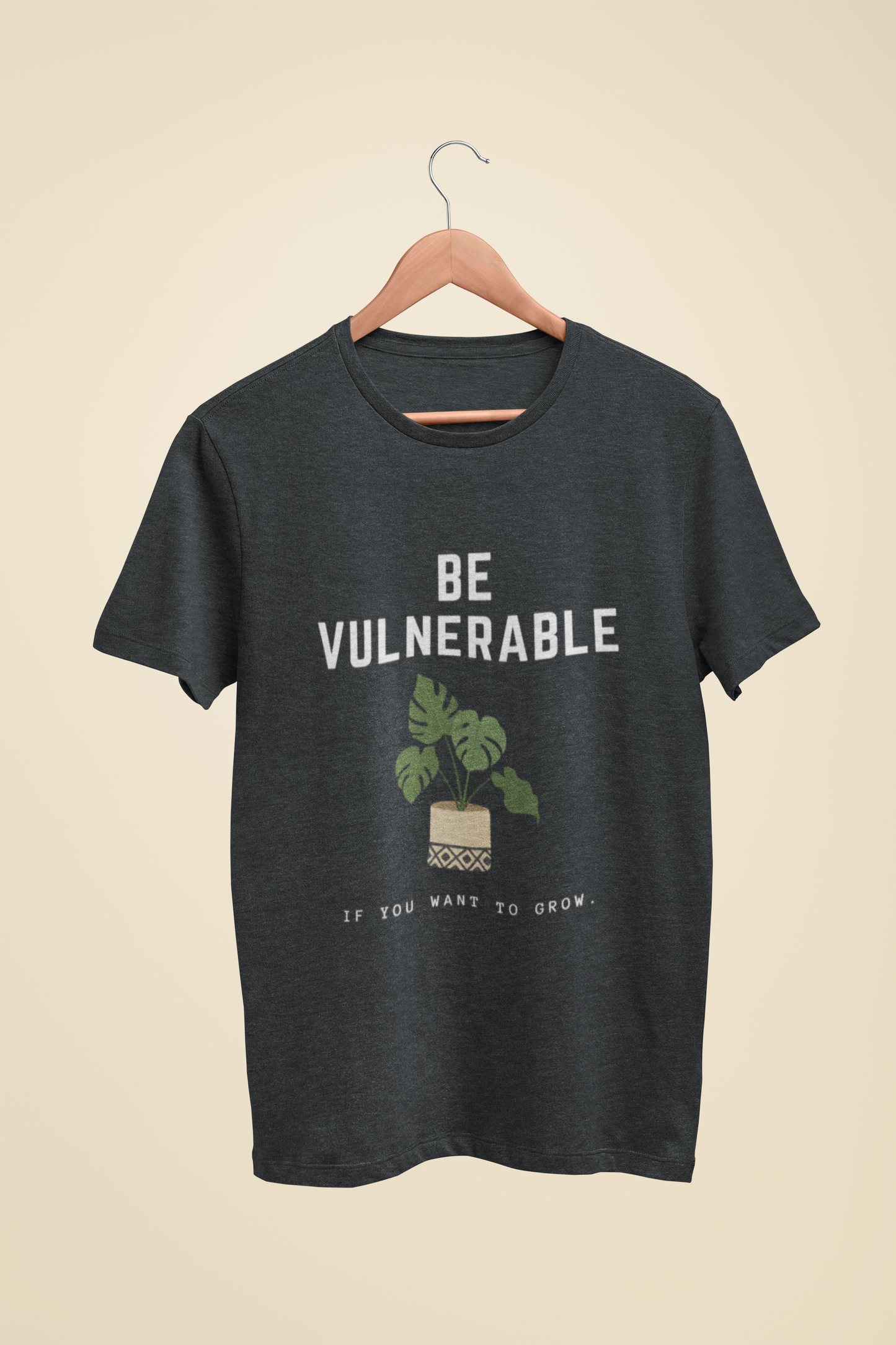 Inspirational Quote T-Shirt, Be Vulnerable Motivational Shirt, Plant Design, Unisex Tee for Personal Growth and Mindfulness