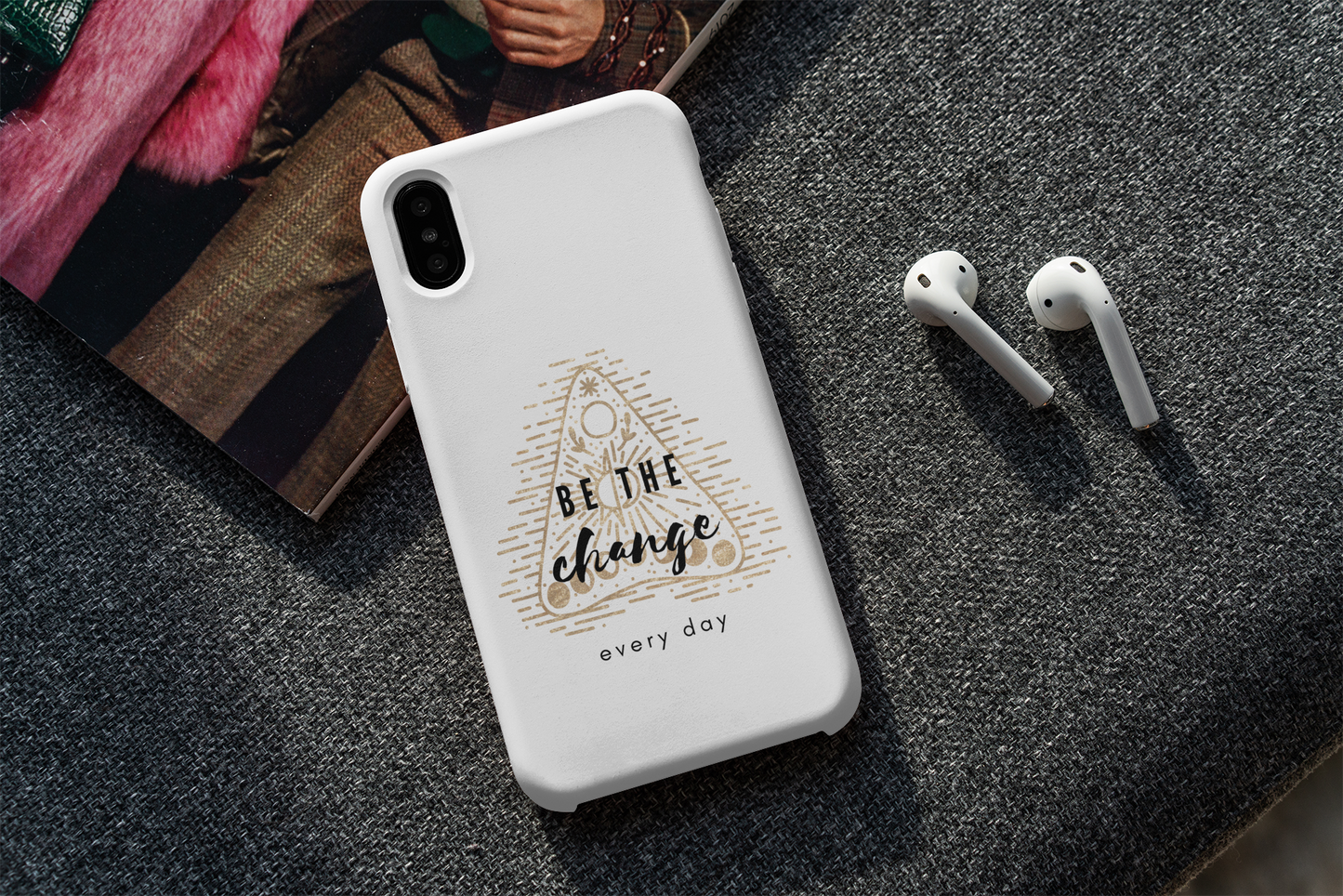 Inspirational Quote Phone Case, "Be The Change" Daily Motivation, Protective iPhone Cover, Unique Gift, Multiple Models