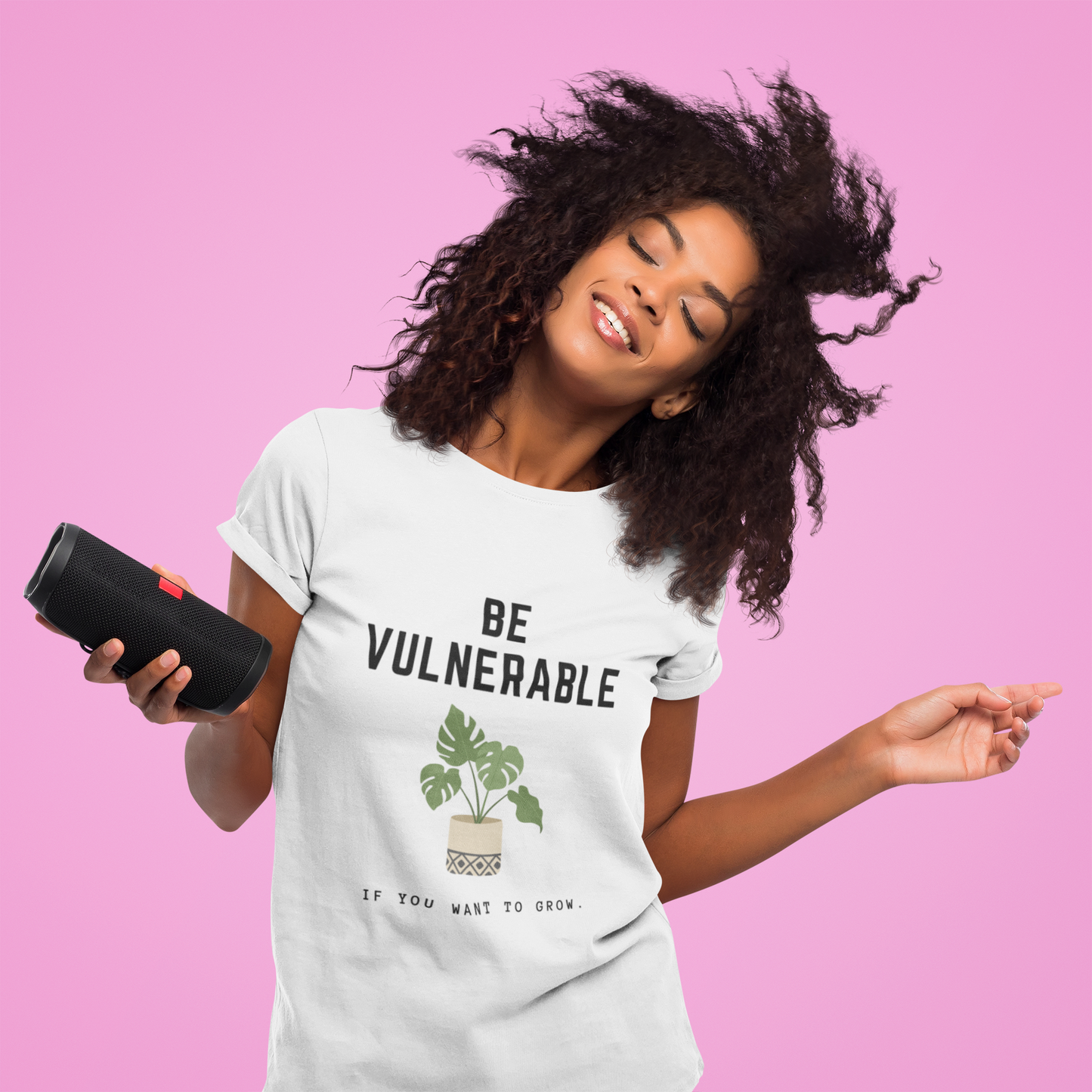 Inspirational Quote T-Shirt, Be Vulnerable Motivational Shirt, Plant Design, Unisex Tee for Personal Growth and Mindfulness